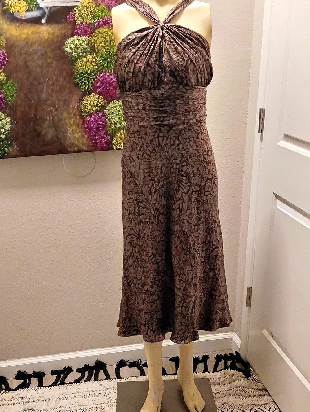 Anne Klein Dancing Till Dawn Floral Silk Midi Dress Size 12 NWT
